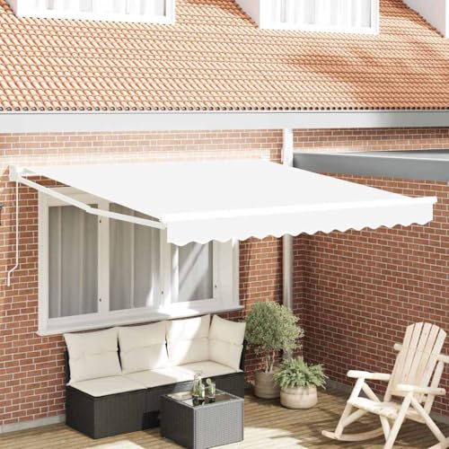 Ziaphsol Tenda da sole estensibile bianca, 300 x 250 x 165 cm, braccio articolato con manovella, protezione UV, tessuto resistente alle intemperie, parasole per balcone e terrazza, accessori di