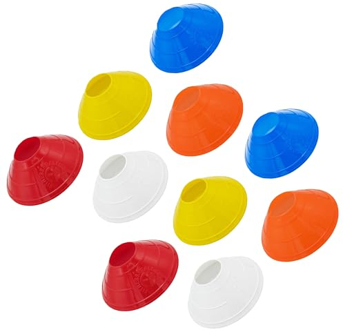 Cône Soucoupe Fitness Health 50 - Fabriqué en Plastique de Haute qualité - Couleurs de Rouge, Bleu, Blanc, Orange et Jaune - pour l'agilité, Le Jeu de Pieds, Le Football, l'entraînement au Hockey