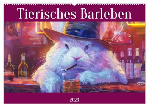 Tierisches Barleben (Wandkalender 2026 DIN A2 quer), CALVENDO Monatskalender: Tiere genehmigen sich einen Drink (CALVENDO Spass)