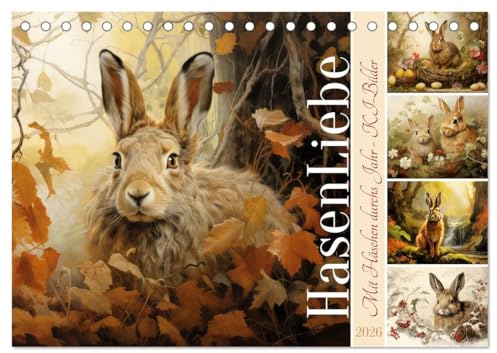 Hasenliebe (Tischkalender 2026 DIN A5 quer), CALVENDO Monatskalender: Mit Häschen durchs Jahr (CALVENDO Tiere)
