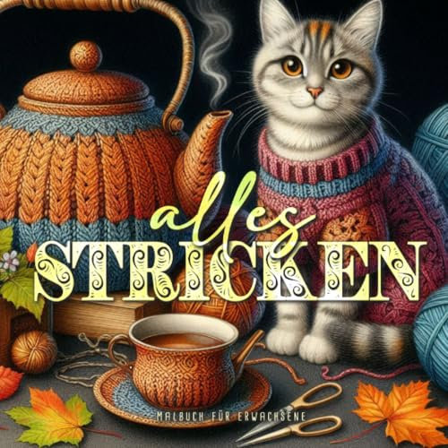 Alles stricken Malbuch für Erwachsene: Graustufen Malbuch für Erwachsene | Stricken Malblock Erwachsene | gestricktes für Hund, Katze, Enkel, Briefkasten uvm