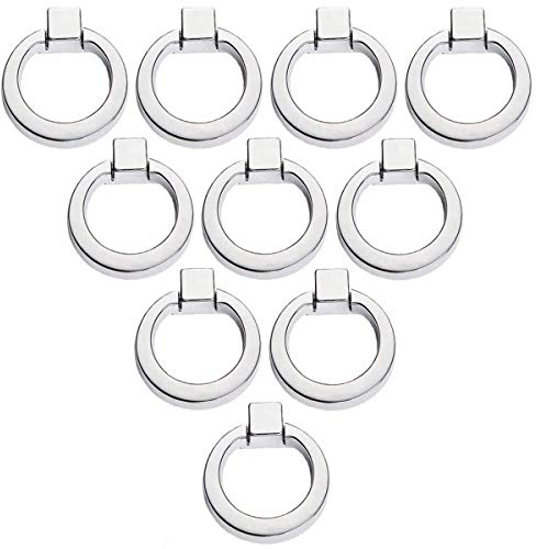 Creatwls 10pcs Cabinet Drawer Ring Handles Vintage Round Zinc Alloy Drop Handle Knob Dresser Wardrobe Cupboard Pulls Kitchen Cabinet Door Knobs - Chrome