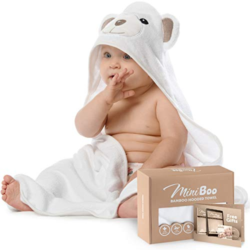 Kaome Baby Handtuch Kapuze Bio-Bambus Badetuch Kapuzenhandtuch Baby Großes weiches und super saugfähiges maschinenwaschbares Kleinkinder Badetücher mit niedlichen Ohren für Babybaden, 0-5 Jahre