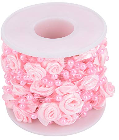 Rose Künstliche Perle Draht Perlen Garland String 10m / Rolle 3mm DIY Hochzeit Dekoration, Faux Kristall Perlen(pink)