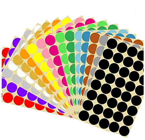 Generic PCS 25mm Selbstklebende farbige Punkte 640 Kleine runde 16 Farben für Büro, Schule, Kalender, Karten-Aufkleber, 1