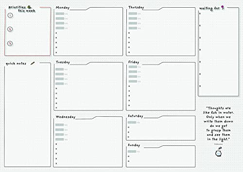 codiarts. Schreibtischunterlage (englisch) elegantes Design grau bunt Zitat aus Papier zum Abreißen DIN A3 25 Blatt Wochenplaner, to do Liste, Notizblock, Bullet Journal Stil (1)