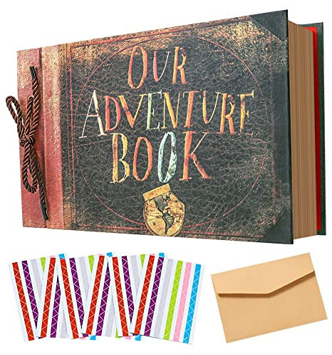 Fotoalbum Scrapbook, Our Adventure Book, Movie Up Travel Handmade Album DIY Fotobuch Scrapbook für Jahrestag, Hochzeit, Reisen, Geschenk für Freunde, handgefertigte Alben mit Aufklebern
