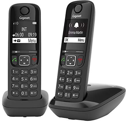 Gigaset AS690 Duo - 2 Schnurlose DECT-Telefone - kontrastreiches Display - brillante Audioqualität - einstellbare Klangprofile - Freisprechfunktion - Anrufschutz, schwarz