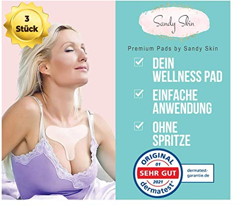 SANDY SKIN | Antifalten Dekolleté Pads + GRATIS Augenpads | Dekoltee Pad, Stirn Pad & Augenpads zur Faltenreduktion | bis zu 30x Wiederverwendbar | 3in1 Set | I Anti Falten Pads & Anti Aging I 3 St.