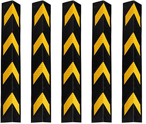 Stagecaptain 5er Set KS-8010 Kantenschutz - Eckenschutz aus flexiblem Gummi - Länge: 78 cm - Mit Reflektoren - Schwarz/gelb