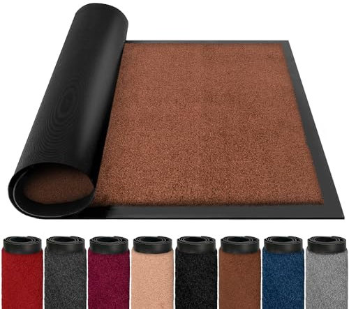 BLADO Door Mats Indoor Outdoor Heavy Duty Dirt Trapper - Non Slip Washable Door Mat with Rubber Backing Super Absorbent Floor Mat for Home, Offices (40cm x 60cm, Brown)