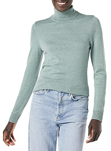 Amazon Essentials Maglione A Collo Alto E Maniche Lunghe Leggero con vestibilità Classica (Taglie Forti Disponibili) Donna, Verde Salvia Puntinato, M