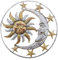 Cabilock 3D Mond Sonne Wanddeko Stern Metall Türschild Wandobjekt Vintage Wandskulptur Eisen Skulptur Hängeschild Wandschmuck für Wohnzimmer Landhaus Haustür Shabby Chic Deko Anhänger