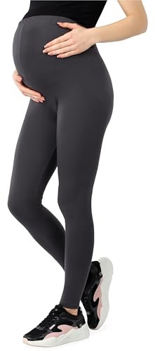 Be Mammy Damen Lange Umstandsleggings aus Bio-Baumwolle BE20-283 (Graphite, L)