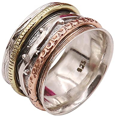 Silberner Spinner-Meditationsring Alle Größen Geschenkartikel Aussage 925 Sterling Silber Bandring Männer und Frauen Bandring Handgemachter Schmuck Goyal Jewels GESR04 (57 (18.1))