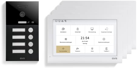 GVS - IP Video Türsprechanlage 4 Familienhaus mit Türöffner, HD Kamera, 4X 10 Zoll Monitor & App - Smarte Video Türklingel mit Kamera & Gegensprechanlage (AVS5417U)