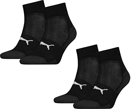PUMA 4 Paar gepolsterte Quarter Socken Damen & Herren/Sportsocken
