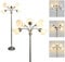 FIRVRE 5 Light Floor Lamp Silver, Multi Head Adjustable Tall Pole Standing Reading Lamp with 360°Adjustable Metal Arms PVC White Shades for Living Room Bedroom Kids Room