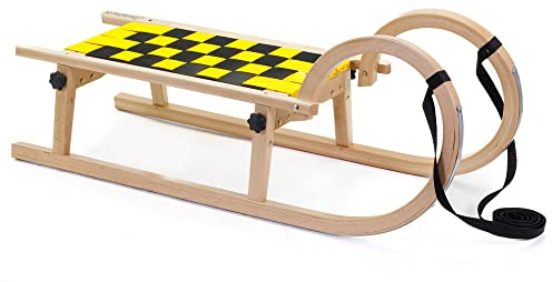 Holzfee Hörnerschlitten Klappschlitten mit Gurtsitz Tourer Baran S 95 -SG (Schwarz-Gelb)