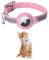 KOLACEN Leder Reflektierendes AirTag Katzenhalsband, Airtag mit Airtag Hülle und Glocke, Einstellbares Airtag Katzenhalsband mit abbrechbarer Sicherheitsschnalle für Katzen Kätzchen Welpen (Rosa)