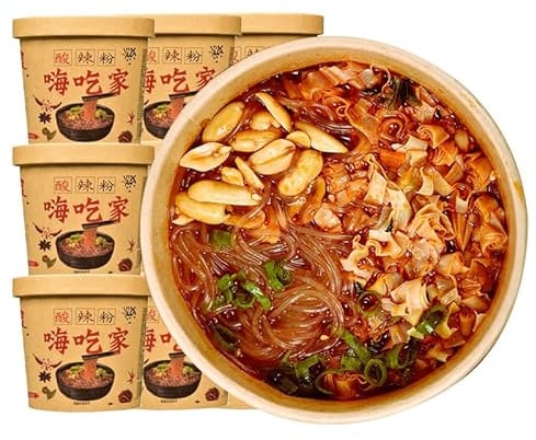 Hot and Sour Noodles,Spicy and sour powder in barrel 120g, Instant Noodles,Authentic Chongqing Specialty Snacks,Sweet Potato Noodles,Spicy snacks,Food substitute (3 barrel)