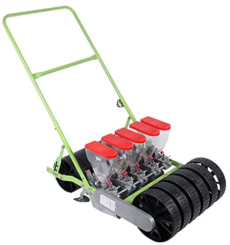 Push Vegetable Seeder Precision Garden Seeder 5 Gears Adjustable Plant Spacing, Row Spacing Rustproof Broadcast Spreader for Corn Beans Cotton Peanut