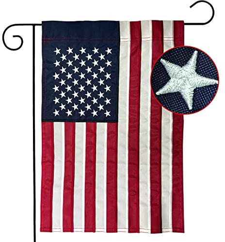 AZCOVER Amerikanische Flagge, 30.5x45.7 cm, Gartenflagge für den Außenbereich, robuste Nylon-amerikanische Flaggen für den Außenbereich, mit gestickten Sternen, mit Ärmeln, für jedes Wetter