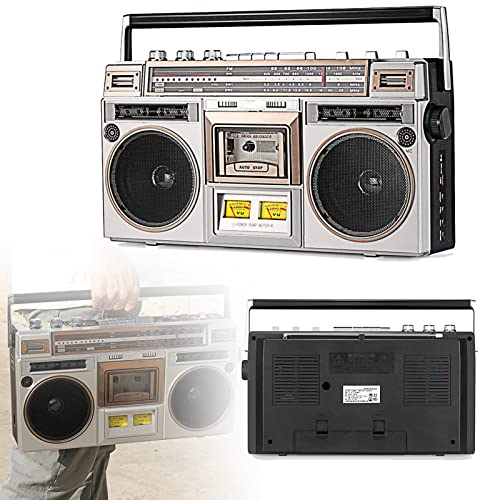 XDLYWUZIQ Retro Bluetooth Boombox Cassette Player, Retro Radio y grabadora Am/FM Radio Cassette Player Recorder, Estilo clásico de los años 80 con tecnología Moderna