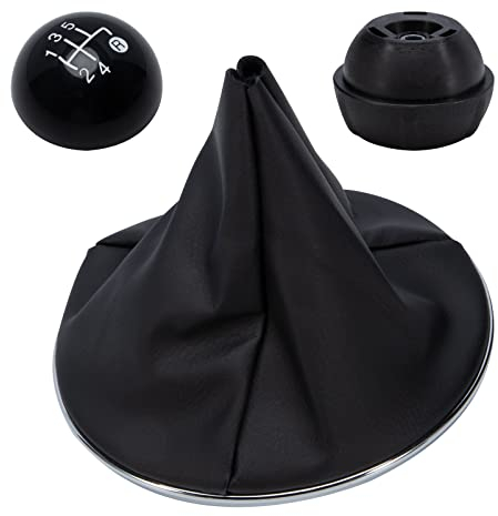 FanPaYY Pomello Leva Cambio 5 Marce kit di sostituzione Compatibile con FIAT 500 500C, Cuffia Leva Cambio Manuale Pomello Ghiera Telaio Cromato