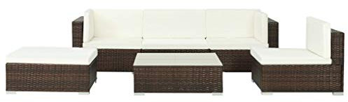 Yolola Gartenmöbel Set Rattan Gartenmöbel Ecklounge gartensofa Rattan gartensofa Ecke Gartenlounge Sofa Balkon Lounge Ecke Terrasse Gartensofa Sofagarnitur Ecklounge-6-tlg-Typ 2-Braun