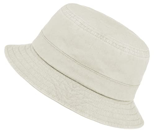 Van Der Rich ® - Fischerhut Washed aus 100% Weicher Baumwolle Hut mit Vintage-Effekt - Damen/Herren (Beige, T57)