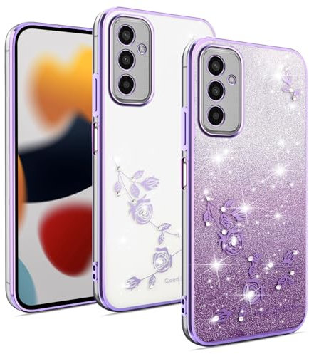 XINYEXIN Cover Glitter per Samsung Galaxy M13 4G / Galaxy M23 5G, Custodia Bling Brilla Ultrasottile Trasparente Antiurto, Carino Scintillante con Donne e Ragazze - Viola