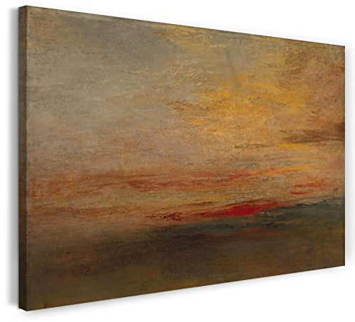 Leinwandbild (40x30cm) William Turner: Sunset, Leinwand auf Keilrahmen gespannt und fertig zum Aufhängen, hochwertiger Kunstdruck aus deutscher Produktion