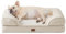 EHEYCIGA Orthopädisches Hundebett Kleine Hunde, 89x56x15cm, Memory Foam Hundekorb Mittelgroße Hunde, Waschbar Hundesofa Wasserdicht rutschfest, Hundecouch mit Hohem Rand, Beige
