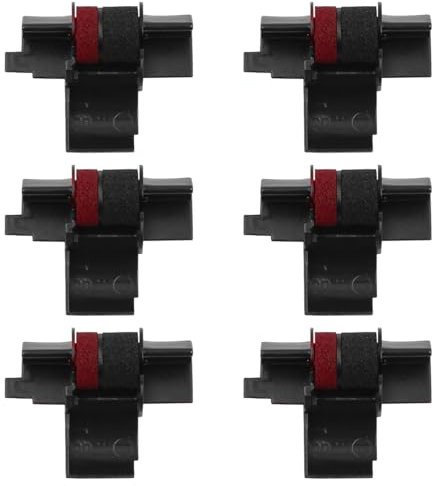 WANGCL 6 Stück Tintenroller für Casio IR40T Schwarz und Rot Zweifarbige Tintenroller für CP13 / MP-12D / MP-120DH für Sharp EL-1750V EL-1801V Taschenrechner