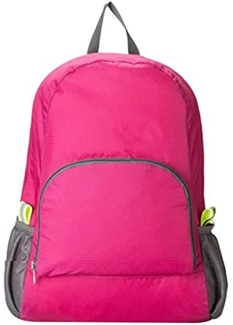 UnoSheng Petits sacs à dos filles adolescentes sac à dos portable pliable extérieur pour voyage, alpinisme, tissu imperméable, sac de peau de sport, sacs à dos femmes petit, Rose, taille unique