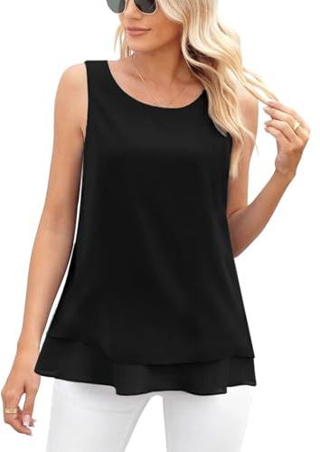 Zilams Débardeur D'été en Mousseline de Soie Femme Blouse sans Manches | Élégance Camisole Chic Amples Hauts,Casual Tank Tops