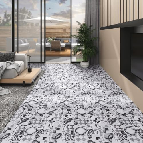 CIADAZ PVC-Laminat-Dielen 4,46 m² 3 mm Selbstklebend, Fliesenfolie, Laminatboden, Küchenrückwand Folie, Bodenbelag Selbstklebend, Wandverkleidung, Deckenpaneele, Grau Muster