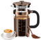 French Press Coffee Maker, 34 Ounce 1 Liter, Stainless Steel, Cold Brew Heat Resistant Borosilicate Glass Espresso Coffee & Tea Maker with 4 Filter
