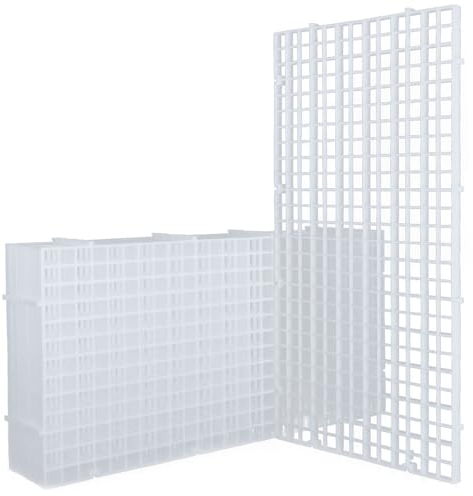LINLAN 8 Stück 15x30cm Kunststoffgitter-Aquarium, Aquarium-Trennwand, Aquariumteiler für Bodenschutz und Aquascaping-Unterstützung (Weiß-ohne Zubehör)