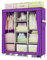 Kleiderschrank Stoff Schrank Schlafzimmer Kleiderschrank Tragbarer Stoffkleiderschrank mit Kleiderstange und Seitentaschen Faltbarer Lila 128x45x170cm