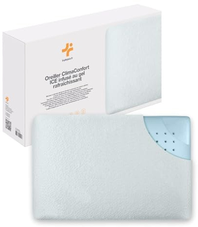Inphysio - Seitenschläferkissen - Memory Schaum Nackenkissen - mit kühlendem Gel Einsatz - Kopfkissen 60x40 Ergonomisch - Gelkissen mit Abnehmbarem Bezug - Weiß