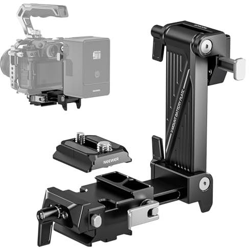 NEEWER Piastra per Batteria V Mount Pieghevole con Piastra Base Arca per RS4 Gimbal, Treppiede e Piastra Sgancio Rapido PD, DSLR Camera Video Rig Compatibile con SmallRig V Lock Battery e Cage, PS014