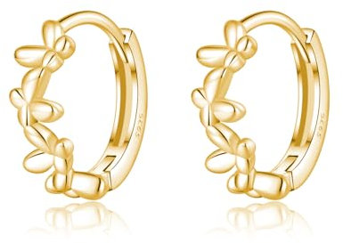 SLUYNZ 925 Sterling Silber Kleine Schmetterling Creolen für Damen - Cluster Huggie Ohrringe (B-Gold)