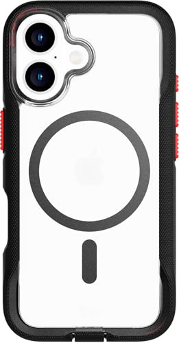 tech21 EvoPro für iPhone 16 kompatibel mit MagSafe - Aufprallschutz Hülle 21x nach Militärstandard getestet - in Klar/Schwarz