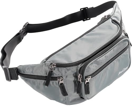 ProCase Große Bauchtasche Gürteltasche Wasserdicht Hüfttasche für Herren und Damen Große Nylon Fanny Pack mit 6 Reißverschlusstaschen für Reisen Sport Wandern Joggen Hundespaziergänge