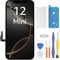LL TRADER - Pantalla de repuesto para iPhone 12 Mini LCD Retina 5.4 FHD Display COF, pantalla táctil digitalizador con kits de herramientas de reparación, cinta adhesiva impermeable y protocolo de