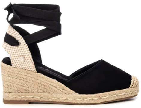 XTI - Sandalias con Cuña Mujer Negro - Calzado Cómodo y Versátil - Moda casual - Modelo 14384102 (Talla 41)