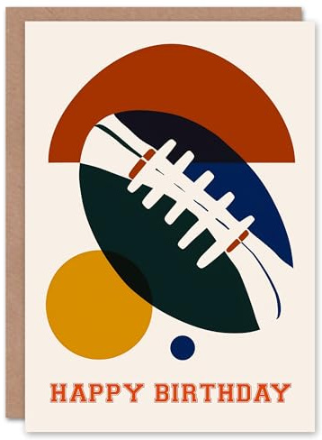 Artery8 Rugby Ball Sport Football Fan Abstract Geometric For Him Man Birthday Card