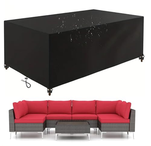 OUZUIU Wasserdicht Gartentisch Abdeckung Gartenmöbel Winterfest Schutzhülle Gartenmöbel Anti-UV 145x66x76cm/LxWxH 420D Oxford Gewebe Abdeckplane für Terrassenmöbel Lounge Sofa reißfest